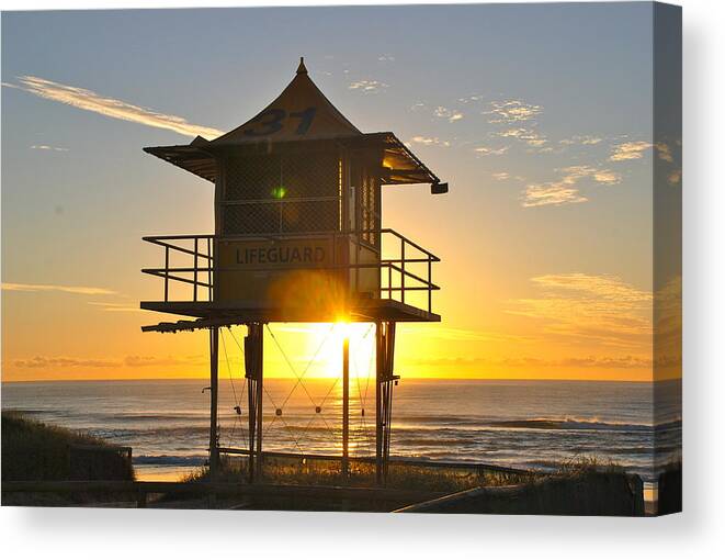 Life Guard Canvas Print featuring the photograph Gold Coast Life Guard Tower by Eric Tressler