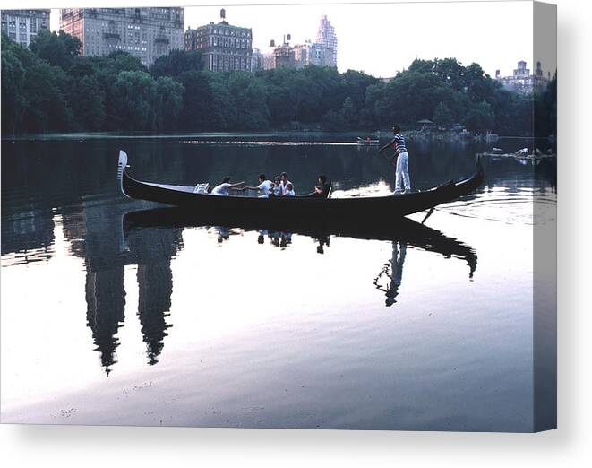 Relaxing Canvas Print featuring the photograph Gondola on the Central Park Lake by Tom Wurl