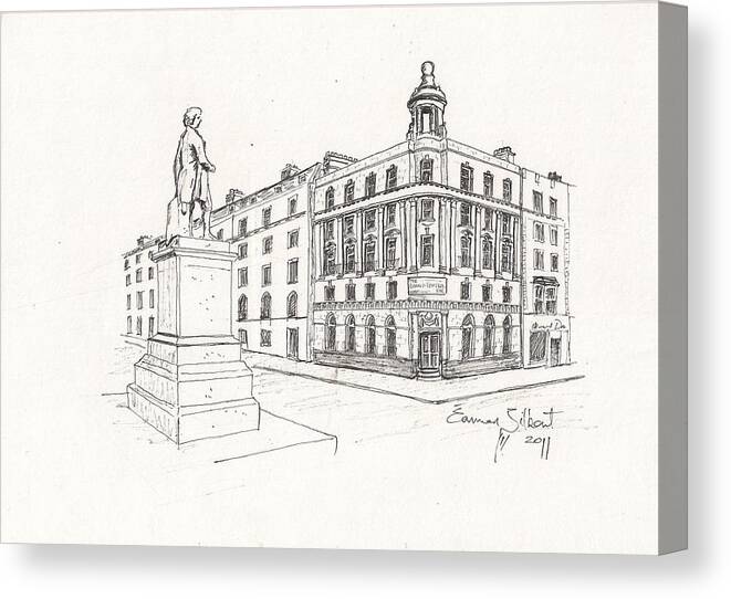 Building Canvas Print featuring the drawing Grand Central Bar Dublin by Eamon Gilbert