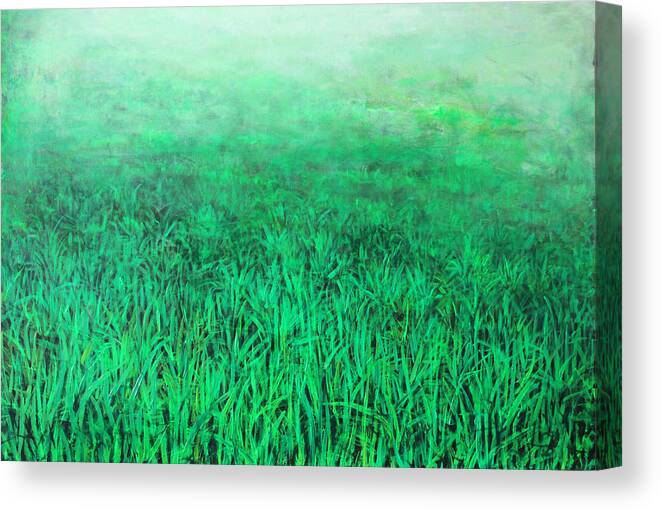 Abstract Canvas Print featuring the painting Green Grass by Lolita Bronzini