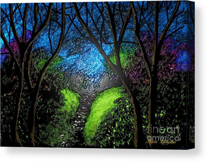 Night Canvas Print featuring the painting Green River by Steven Lebron Langston