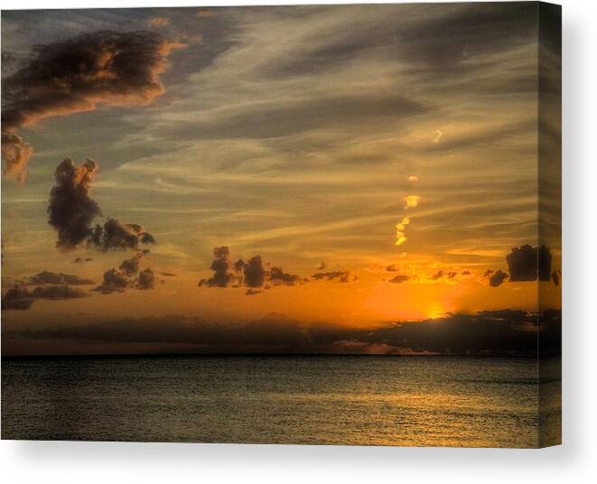 Gulf Canvas Print featuring the photograph Gulf Sunset by William Wetmore