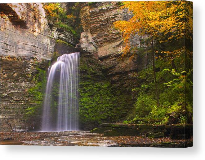 Havana Canvas Print featuring the photograph Havana Glen Waterfall by Cindy Haggerty