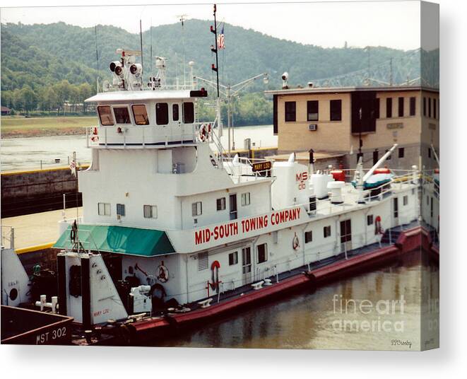 Towboat Canvas Print featuring the photograph In the Locks at Hannibal by Susan Stevens Crosby