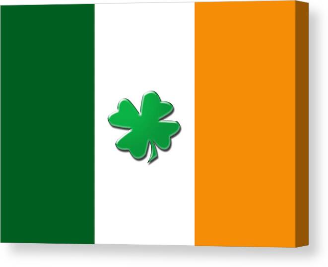 Flags Canvas Print featuring the digital art Irish shamrock flag by Christopher Rowlands