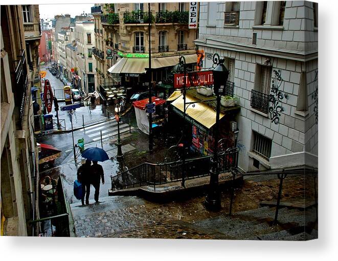 Montmartre Canvas Print featuring the photograph Lamarck-Caulaincourt Metro Stop by Eric Tressler