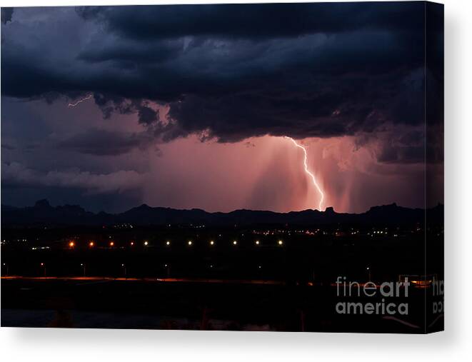 Lightning Canvas Print featuring the photograph Lightning Strike by Eddie Yerkish