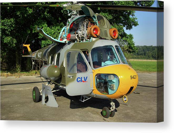 Mil Mi-2 Hoplite 9427 Utility Helicopter Czech Air Force Nato Days Ostrava Republic September 2011 Airplane Aeroplane Aircraft Canvas Print featuring the photograph Mil Mi-2 Hoplite by Tim Beach