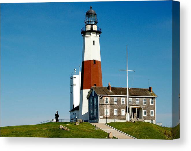 Lighthouse Canvas Print featuring the photograph Montauk Lighthouse by Cathy Kovarik