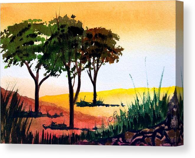 Trees Canvas Print featuring the painting Morning Light by Frank SantAgata