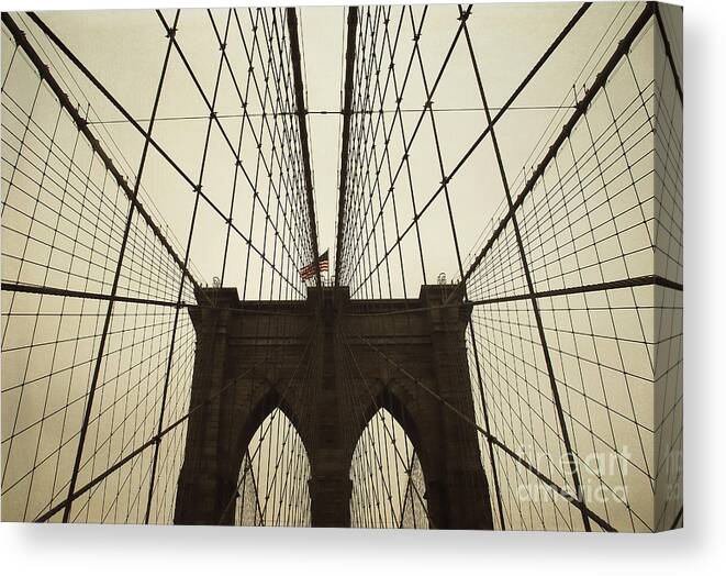 Ny Canvas Print featuring the photograph NYC- brooklyn brige by Hannes Cmarits