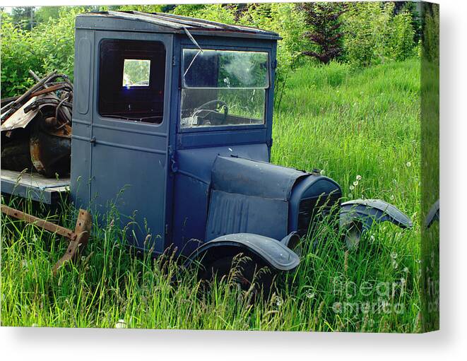 Cars Canvas Print featuring the photograph Old Blue Ford Truck by Randy Harris