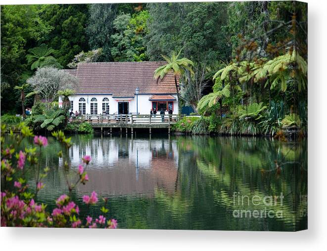 Calm Canvas Print featuring the photograph Old lake with an old hut by Yurix Sardinelly
