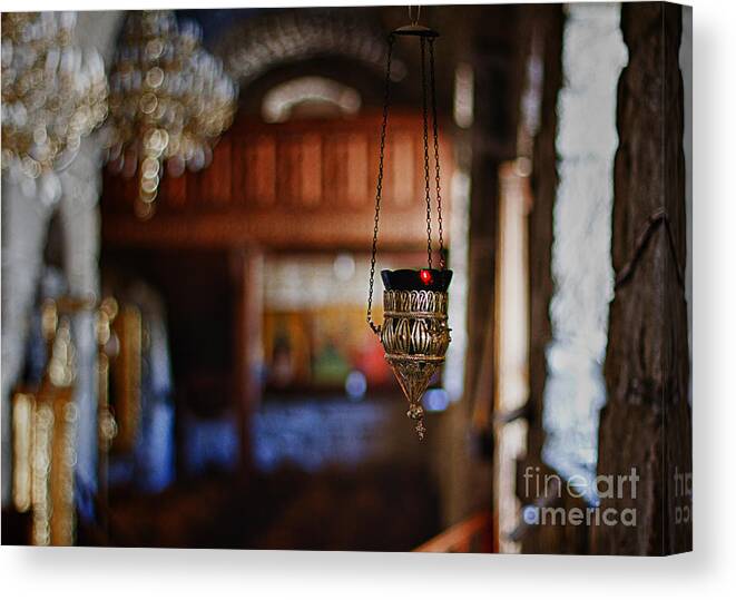 Candle Canvas Print featuring the photograph Orthodox Church Oil Candle by Stelios Kleanthous
