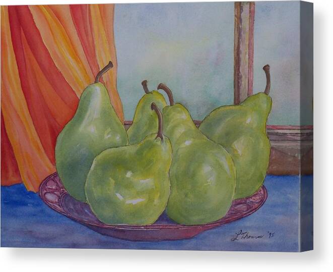 Still Life Canvas Print featuring the painting Pears at the Window by Laurel Thomson