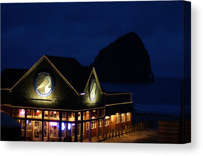 Pelican Pub Canvas Print featuring the photograph Pelican Pub by Jerry Cahill