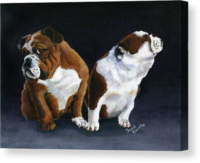 Bulldog Canvas Print featuring the painting Rejection by Suni Roveto