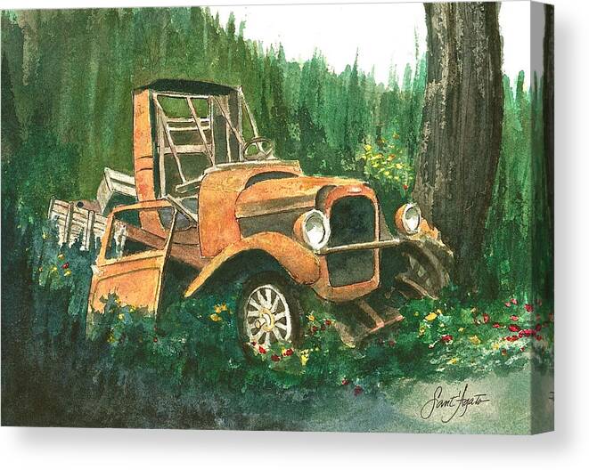 Vintage Canvas Print featuring the painting Run Down Pick Up by Frank SantAgata