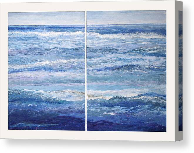 Seascape Canvas Print featuring the painting Seashore Diptych by Meg Black