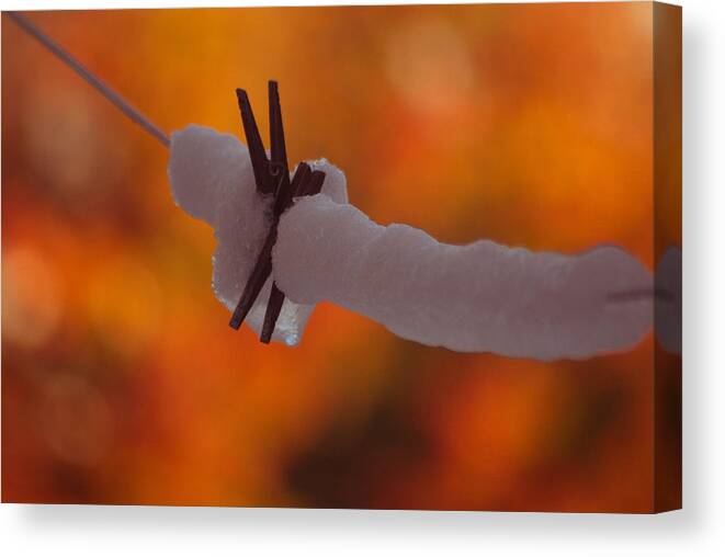 Clothes Pin Canvas Print featuring the photograph Snowy Halloween by Trish Tritz