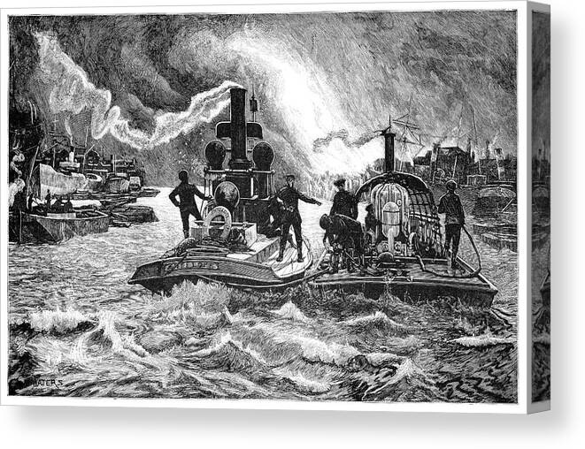 Antelope Canvas Print featuring the photograph Steam Fireboats, 19th Century by 