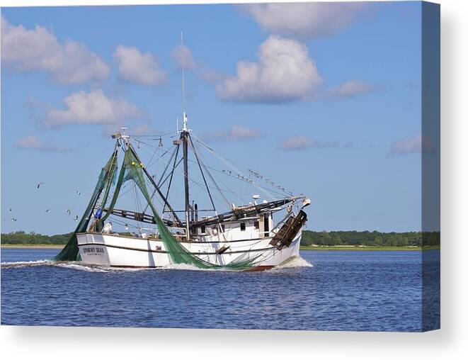 Shrimp Boat Canvas Print featuring the photograph Stormy Seas by Ralph Jones