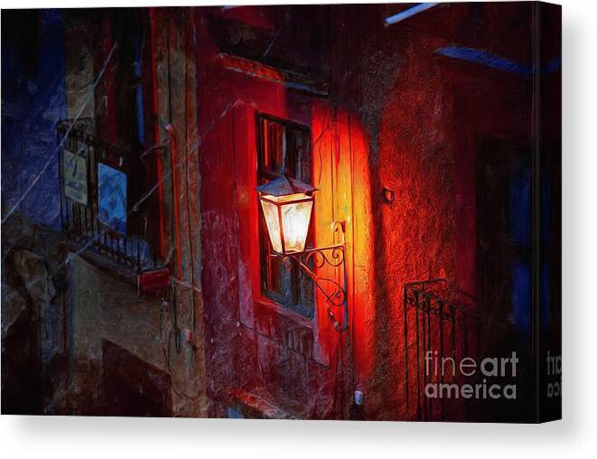 Streetlight Canvas Print featuring the photograph Street Light On Calle Quebrada by John Kolenberg