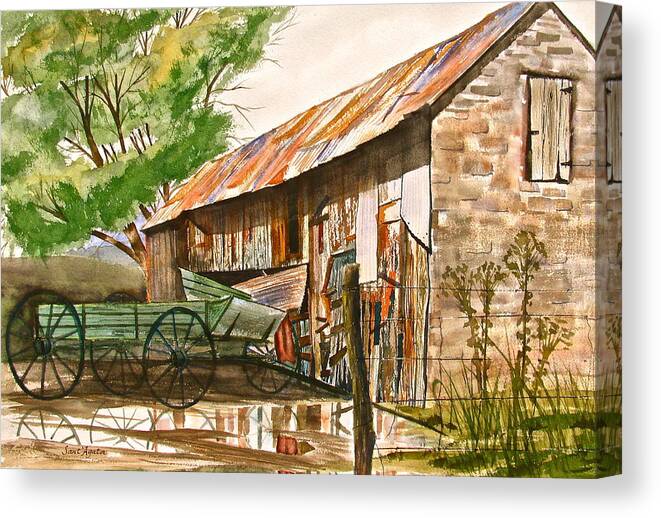 Barn Canvas Print featuring the painting Summer Shower by Frank SantAgata
