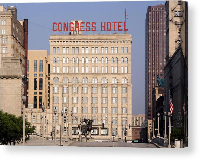 Chicago Canvas Print featuring the photograph The Congress Hotel - 1 by Ely Arsha
