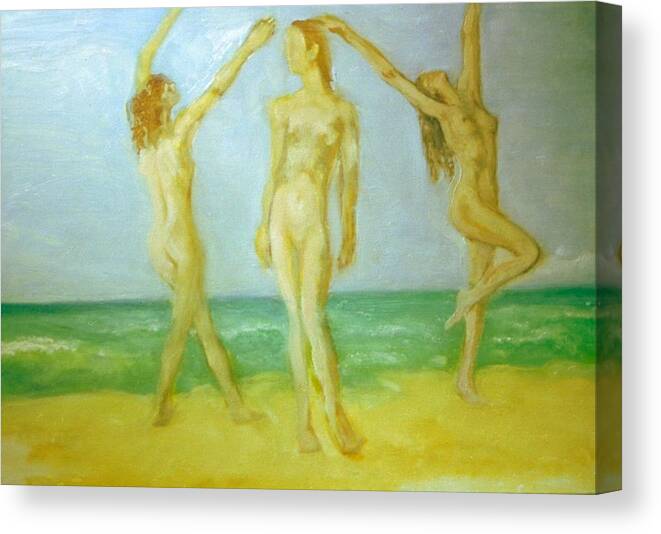 Three Graces Canvas Print featuring the painting Trois Femmes by Scott Cumming
