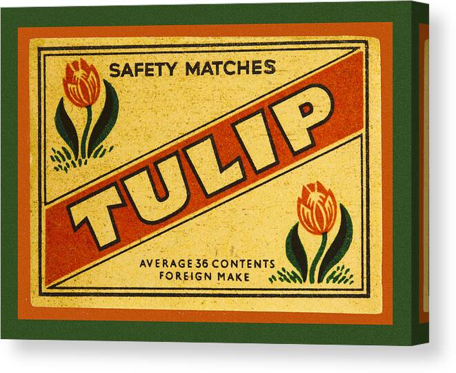 Czech Canvas Print featuring the photograph Tulip Safety Matches Matchbox Label by Carol Leigh