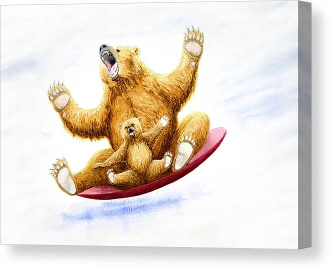 Christmas Canvas Print featuring the painting Unbearably Fun by Scott Manning