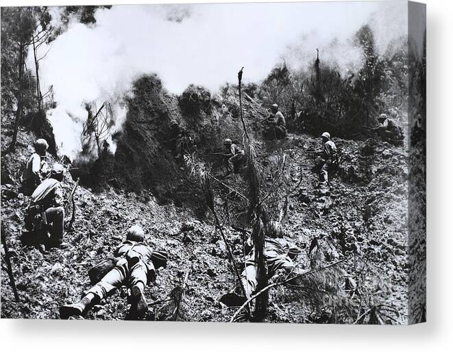War Canvas Print featuring the photograph U.s. Marines In Okinawa by Omikron