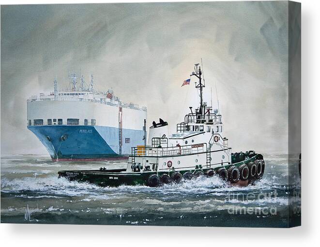 Tugboat Keegan Foss Painting Canvas Print featuring the painting Keegan Foss by James Williamson