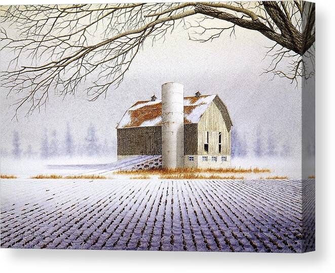 Rural Canvas Print featuring the painting A far distant Feeling by Conrad Mieschke