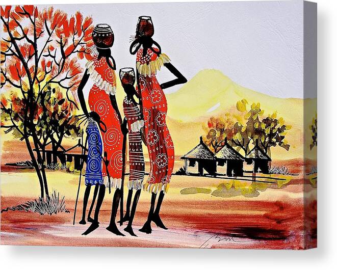 True African Art Canvas Print featuring the painting B 271 #1 by Martin Bulinya