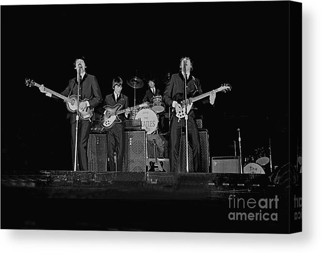 Beatles Canvas Print featuring the photograph Beatles in Concert, 1964 #1 by Larry Mulvehill