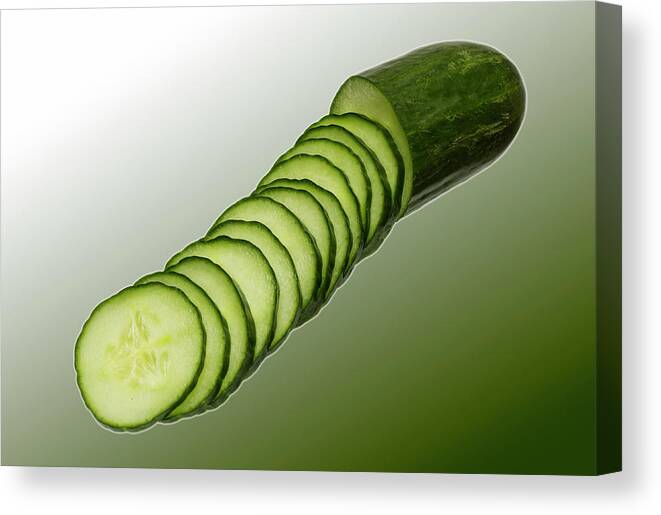 Fresh Fruit Canvas Print featuring the photograph Cool as a Cucumber Slices #1 by David French