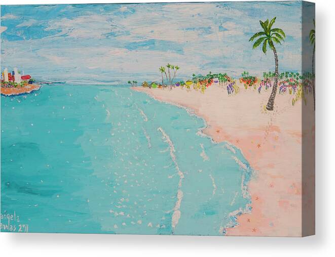 Seascape Canvas Print featuring the painting Down on the Island #1 by Angela Annas