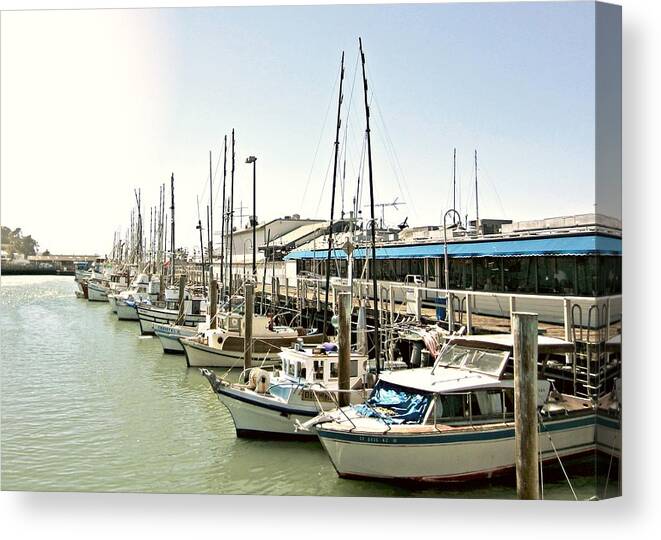 Boats Canvas Print featuring the photograph Fisherman's Wharf #1 by Mary Pille