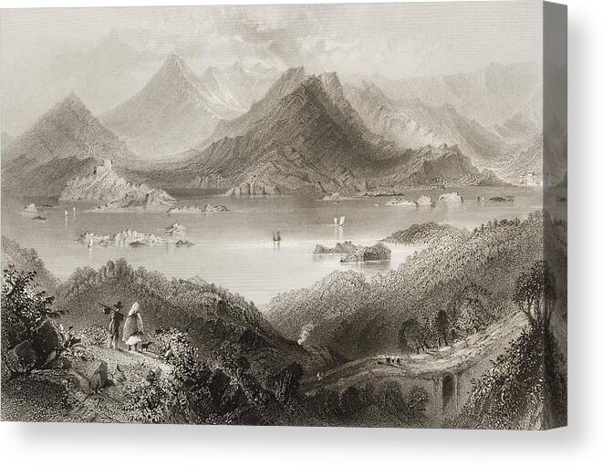 County Cork Canvas Print featuring the drawing Glengariff,county Cork, Ireland. Drawn #1 by Vintage Design Pics
