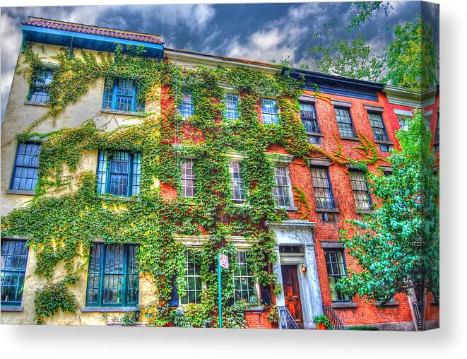 Townhouse Canvas Print featuring the photograph Greenwich Village Ivy 2 #1 by Randy Aveille