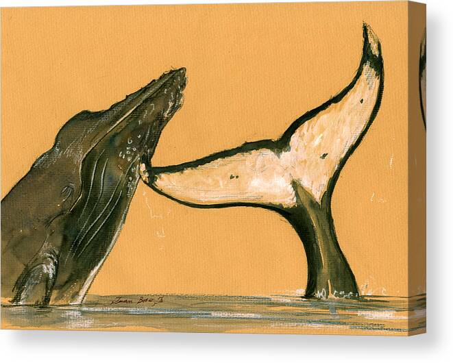 Humpback Whale Art Canvas Print featuring the painting Humpback whale painting #1 by Juan Bosco