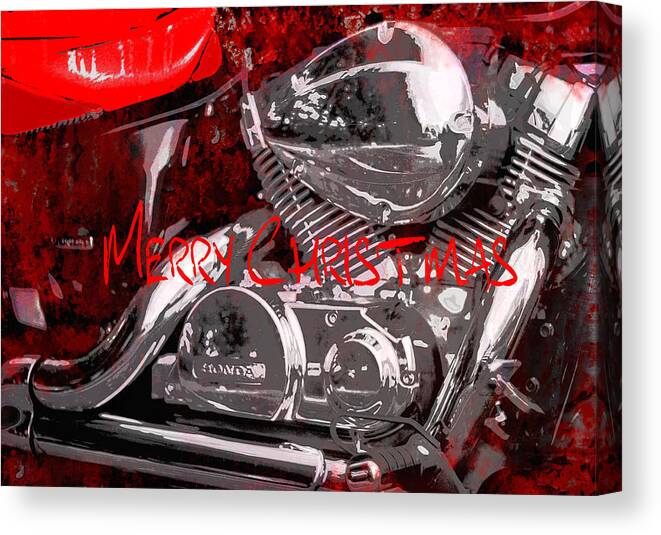 Honda Motorcycle Canvas Print featuring the photograph Grunge Motorcycle Merry Christmas by Suzanne Powers