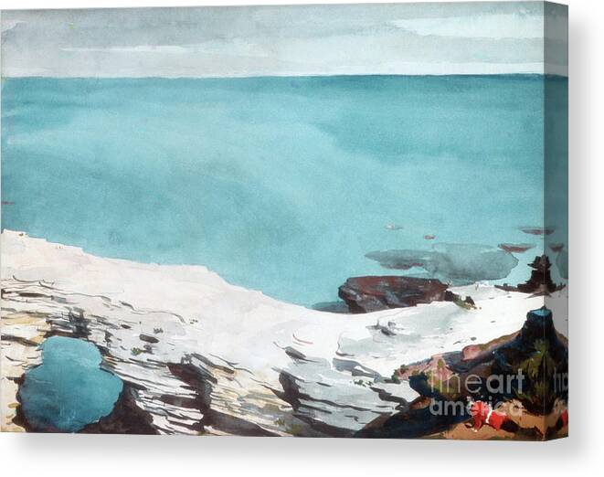 Winslow Homer Canvas Print featuring the drawing Natural Bridge. Bermuda #2 by Winslow Homer