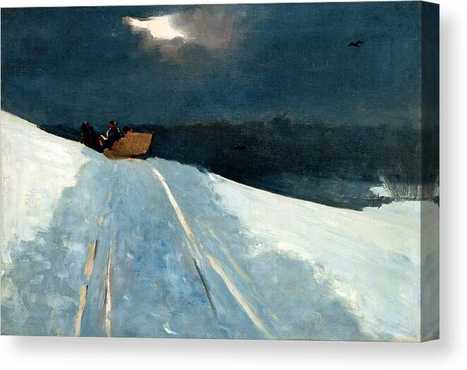 Winslow Homer Canvas Print featuring the painting Sleigh Ride #1 by Winslow Homer