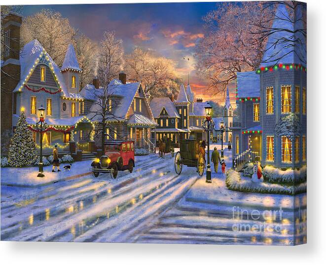 Christmas Canvas Print featuring the digital art Small Town Christmas #1 by MGL Meiklejohn Graphics Licensing