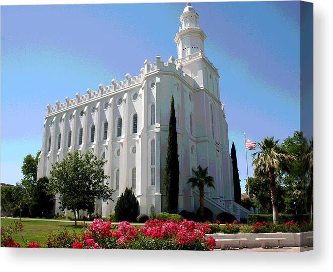 Temples Canvas Print featuring the photograph St George Utah Temple #1 by Patricia Haynes