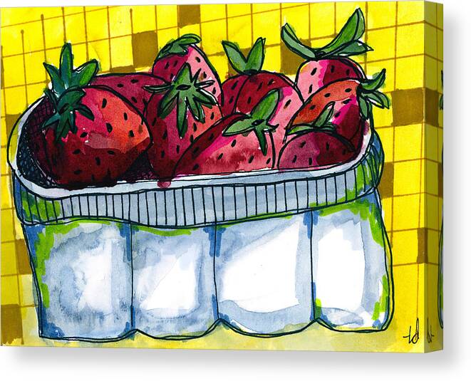 Strawberry Canvas Print featuring the painting Strawberries #2 by Tonya Doughty