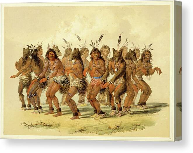 George Catlin Canvas Print featuring the drawing The Bear Dance #1 by George Catlin
